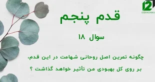 قدم پنجم / سوال 18 چگونه تمرین اصل روحانی شهامت در این قدم، بر روی کل بهبودی من تأثیر خواهد گذاشت ؟